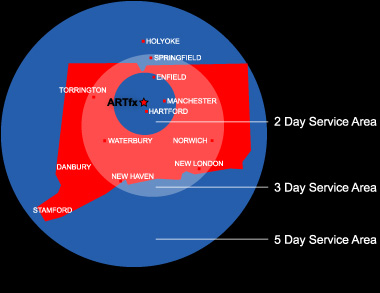 ArtFx Service area map